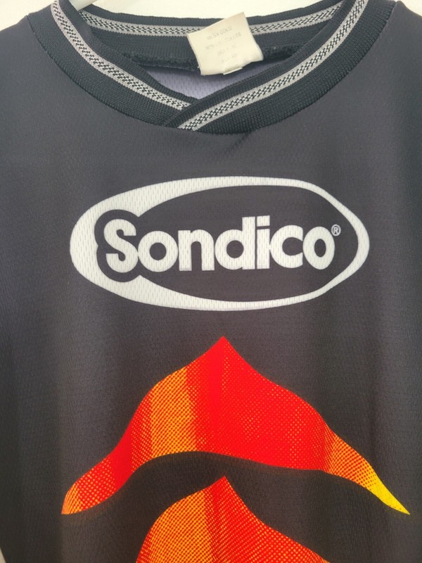 Sondico Padded Arm Black with Red Orange flame Jersey Shirt Men's XL gallery