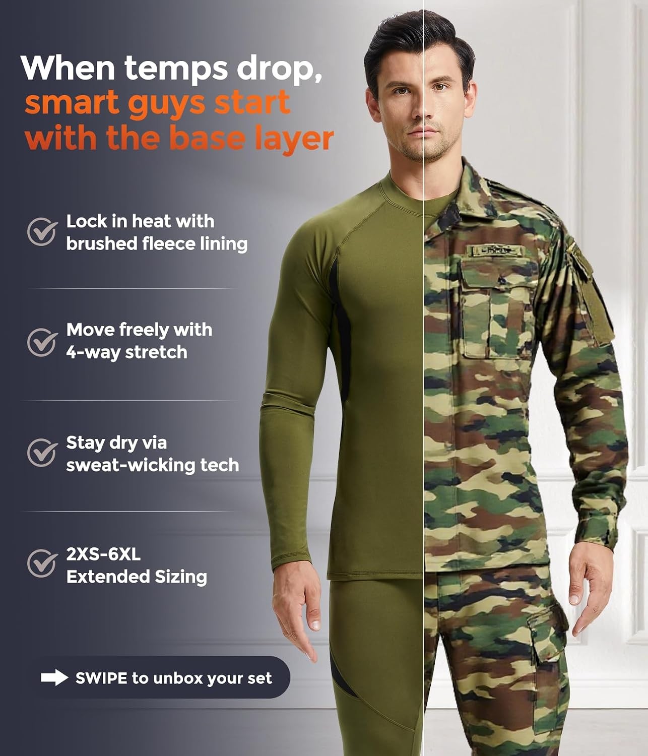 Thermal Underwear Set Mens Long Johns Winter Gift gallery