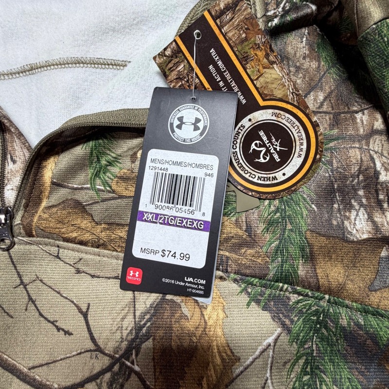 Under Armour ColdGear Realtree Xtra Camo 1/4 Zip Pullover Mens 2XL NEW gallery