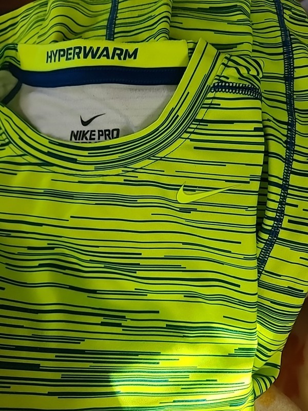 Nike ProCombat Shirt Green Hyperwarm Compression DriFit Performance Youth XL gallery