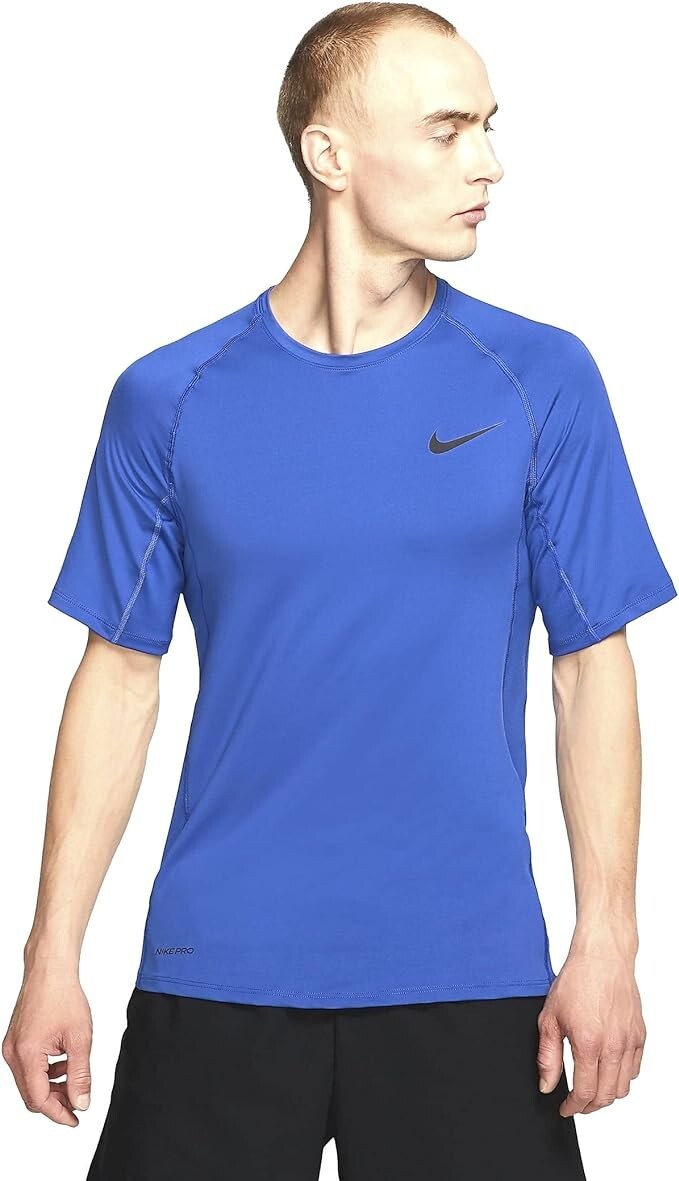 NEW Nike Top Short Sleeve Slim Game Royal Black Medium mens gallery