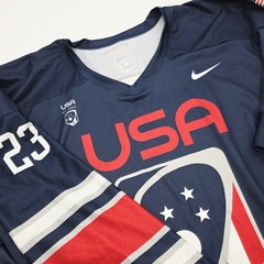 Nike Digital Team USA L Elite Box Lacrosse Jersey Navy Blue Red FD0707 Sample