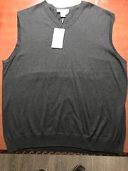 TRICOTS ST RAPHAEL 100% Acrylic Blue Heather V Neck Sleeveless Sweater Sz XL Nwt