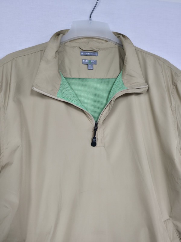 Peter Millar Element 4 Wind 1/4 Zip Pullover Golf Vented Jacket Khaki/Tan Sz XL gallery