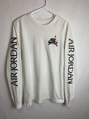 Jordan x Nike Hybrid Logo Long Sleeve Shirt sz Small White Black Jumpman Air Max
