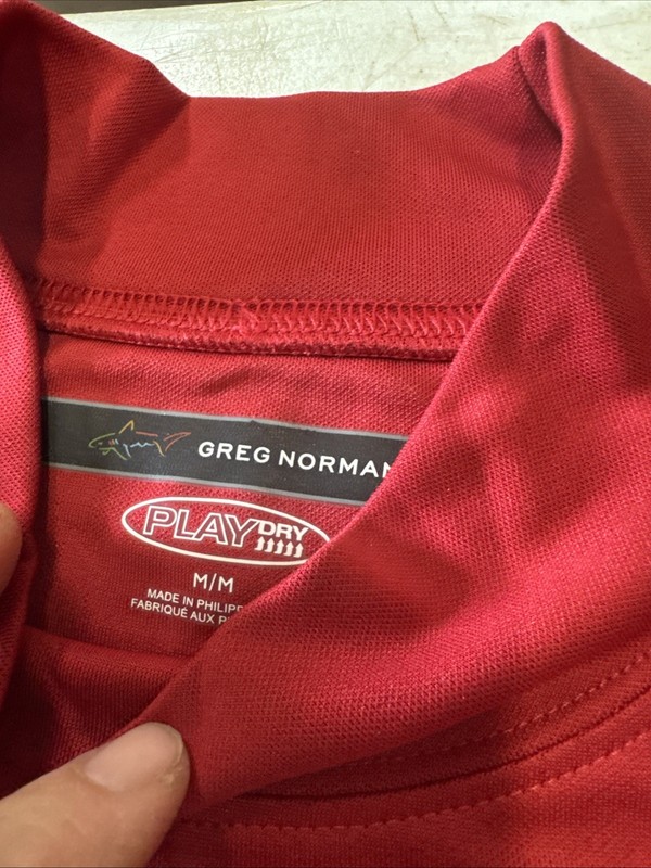 Greg Norman Activewear Shirt Mens M Golf Performance Stretch Play Dry Red gallery