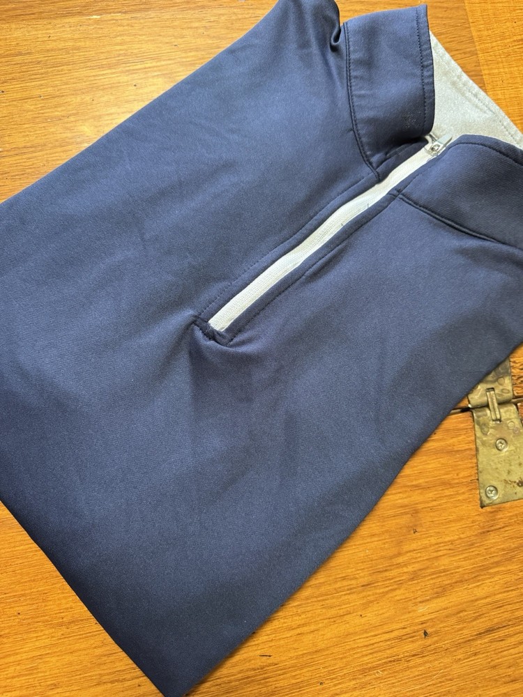 Kenneth Cole Men's Medium Golf Quarter Zip Performance Mock Neck Pullover Blue