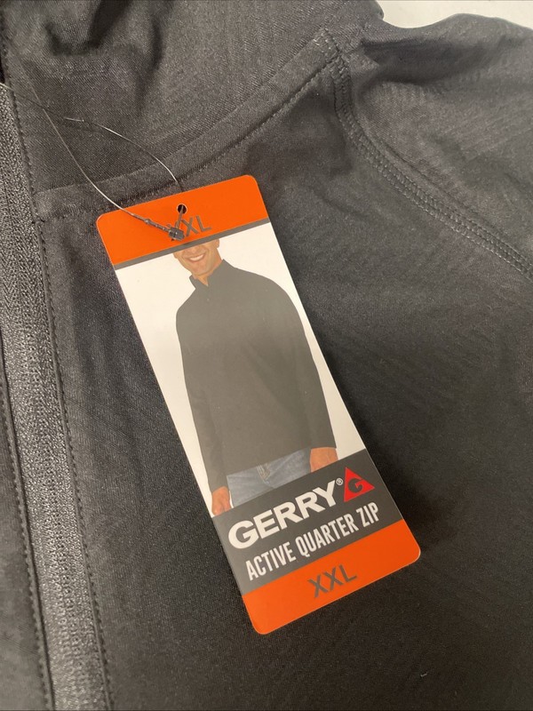 GERRY Mens Active Quarter Zip Regular Fit 1/4 Pullover Shirt XXL Quick Dry BLACK gallery