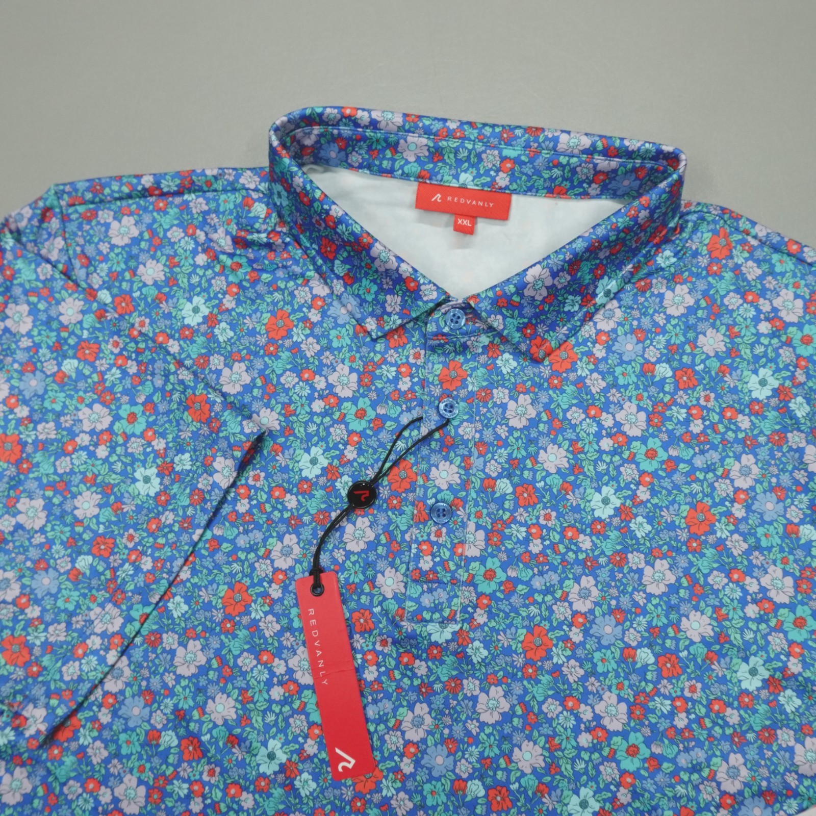 Redvanly Louis Polo Golf Shirt Multicolor Men's Size 2XL Marine Floral $110 gallery