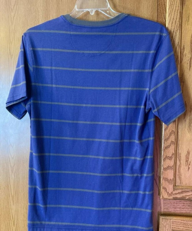 Boca Classics Mens T-Shirt Purple Gray Striped Moisture Wicking UPF 30 S New gallery