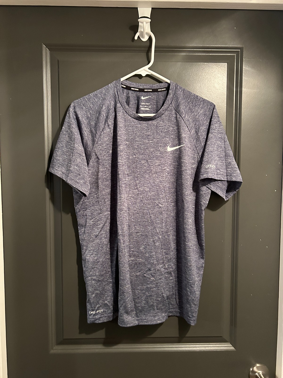 Nike Dri-FIT Swim UPF 40+ Heathered Blue Crew Neck T-Shirt Men's M MEDIUM gallery