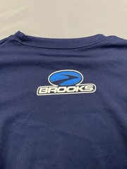 BROOKS RUNNING Blue Thin Stretch POLYESTER SHIRT Long Sleeve Track Gym Men M