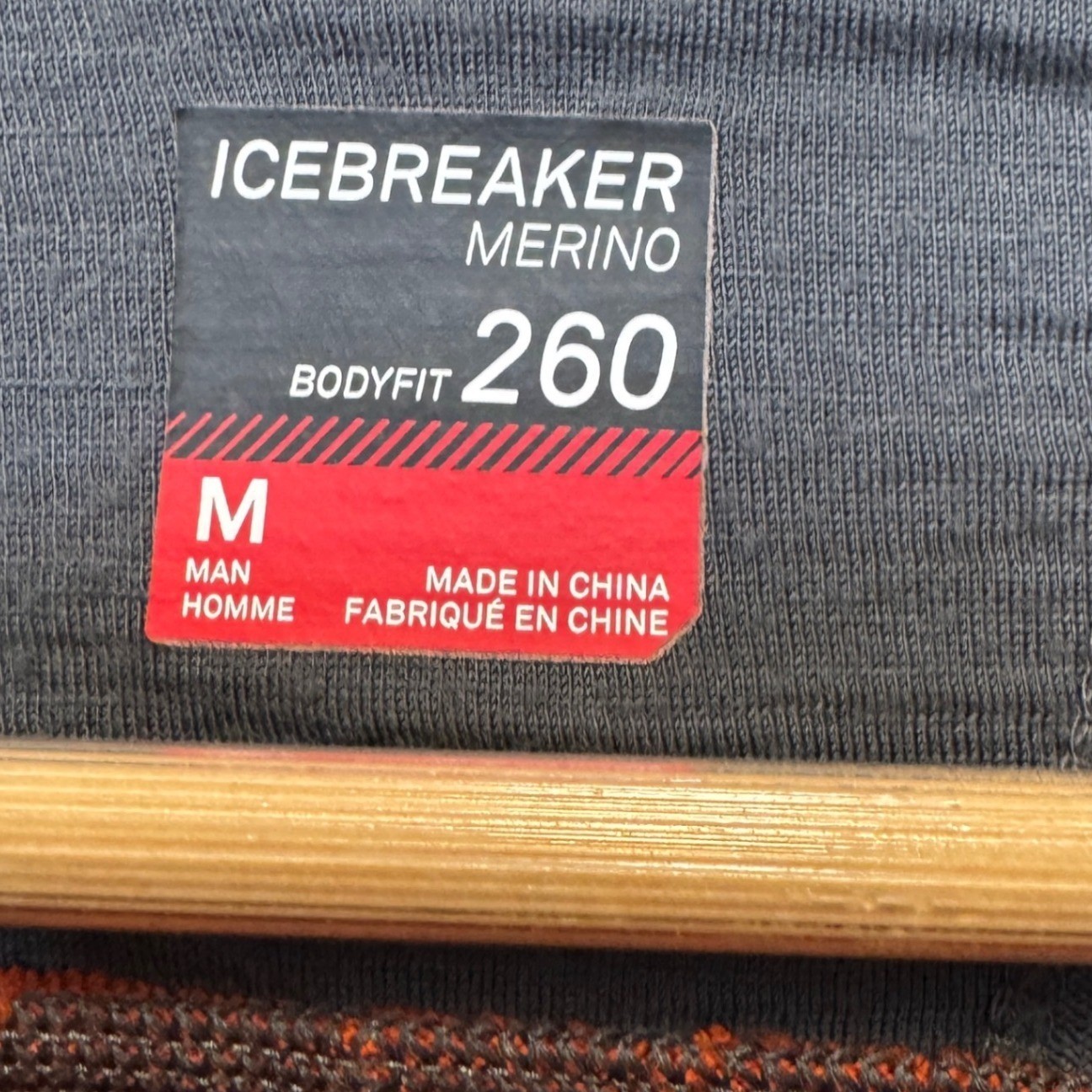 Icebreaker Mens 260 Bodyfit Base Layer M Orange Gray Merino Wool Gorpcore gallery