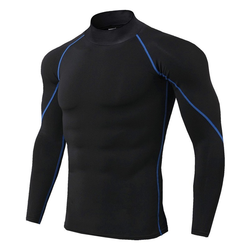 Men's High Neck Compression Shirts Workout Quick Dry Base Layer Tops T-Shirt gallery