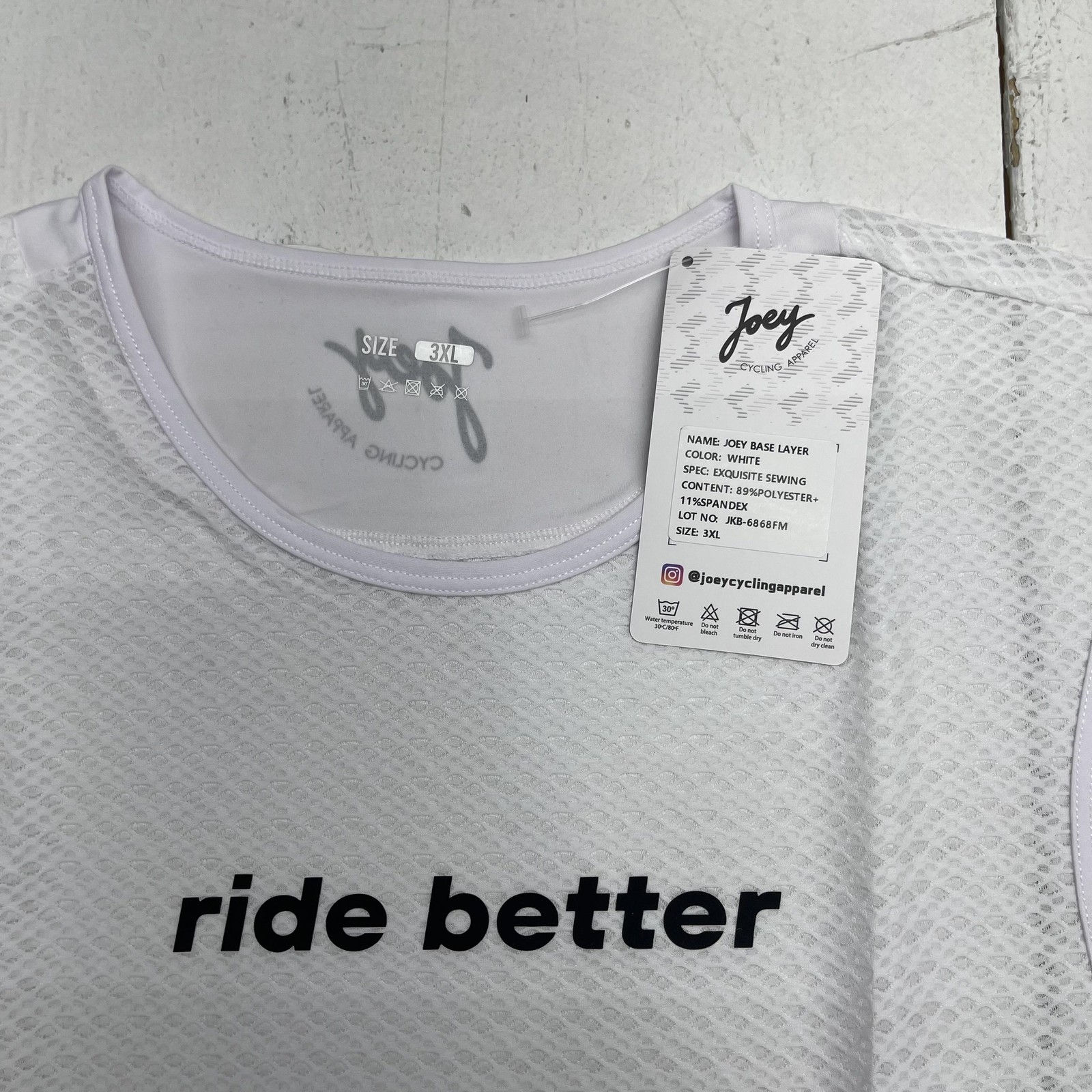 Joey Cycling Apparel Base Layer Tank Mens 3XL White Mesh Road Bike Shirt gallery