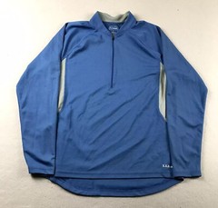 LL Bean Shirt Mens Large Blue 1/4 Zip Stretch Long Sleeves Pullover Lightweight
