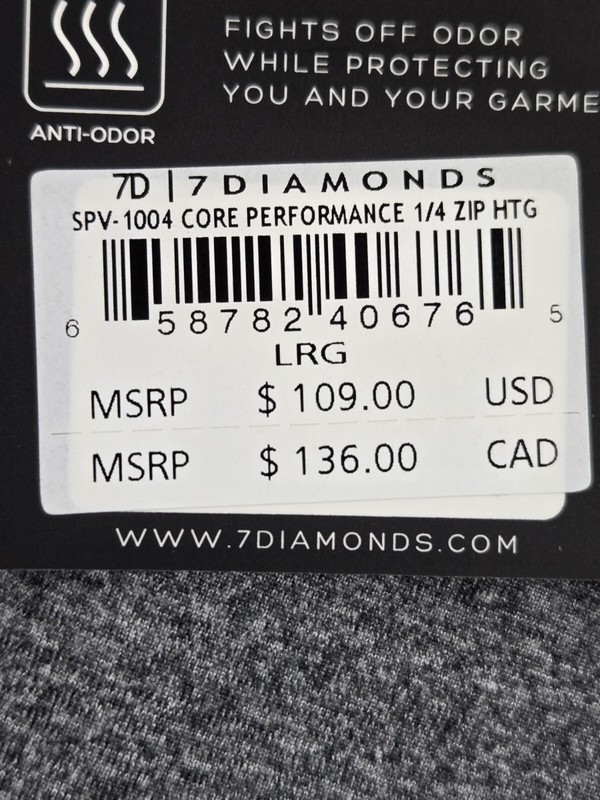 7 Diamonds Core Performance 1/4 Zip Gray Stretch Quick Dry Wicking Size Large gallery