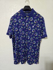 Ralph Lauren Polo Classic Fit Blue Tropical Flamingo Print Polo Shirt Large