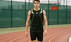 Lotto Italian Sport Design Black Neon Running Athletic Sleeveless Shirt(ID71)