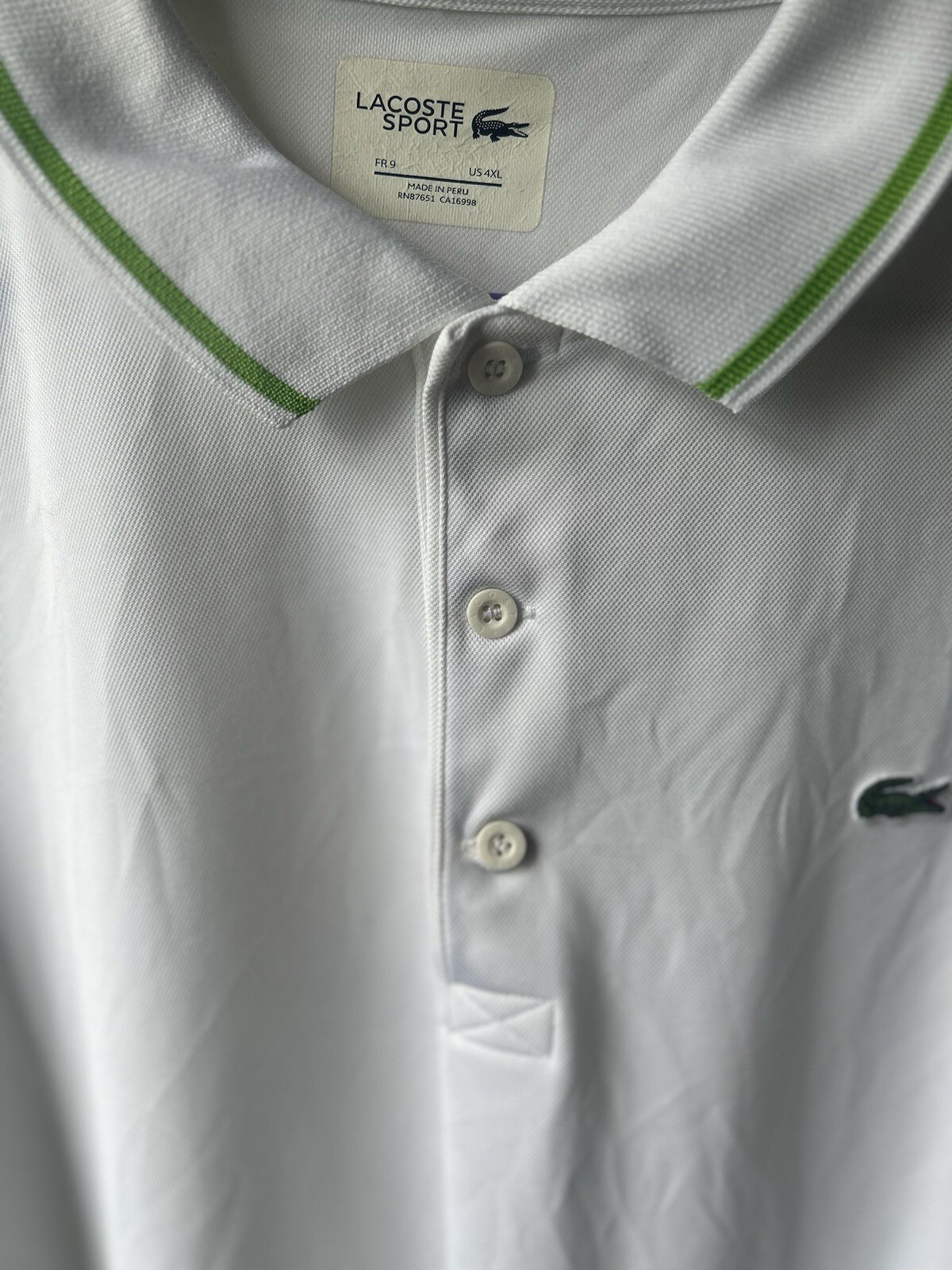 Lacoste Men's Sport Miami Open Edition Ultra Polo White XXXL 4XL gallery
