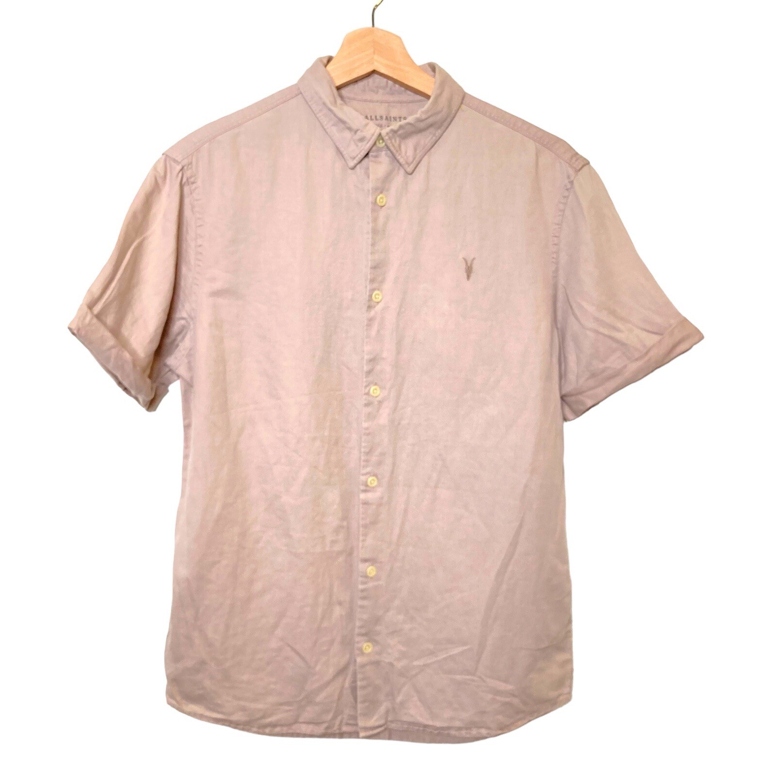 ALLSAINTS Hermosa Short Sleeve Shirt Men's Size Small Ash Pink gallery