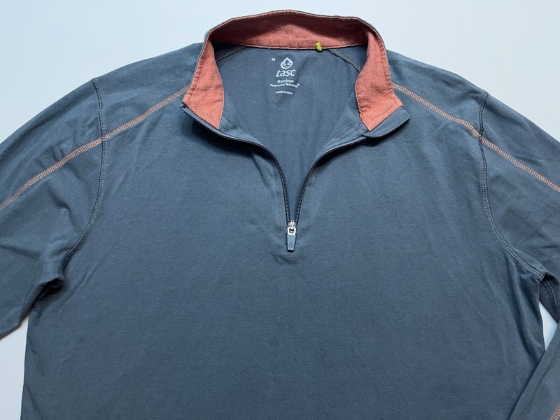 TASC Performance 1/4 Zip Pullover Mens Size Medium Gray Lightweight Bamboo Golf gallery