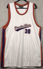 Vintage Y2K Puerto Rico #30 Basketball Jersey XL Sewn Steve Barry White