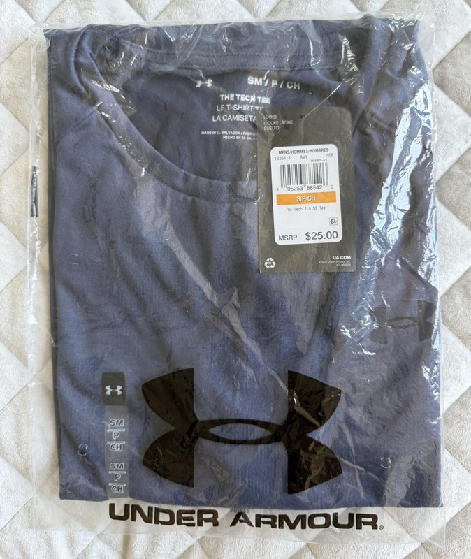 NWT Lot of 3 Mens Under Armour UA Tech 2.0 T-Shirt Midnight Navy Small gallery