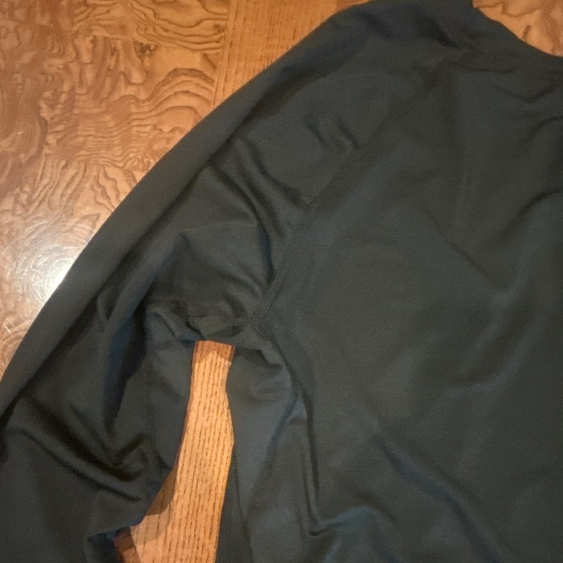 Men's Black Polyester Spandex Long Sleeve Crew Neck Activewear T-Shirt M gallery