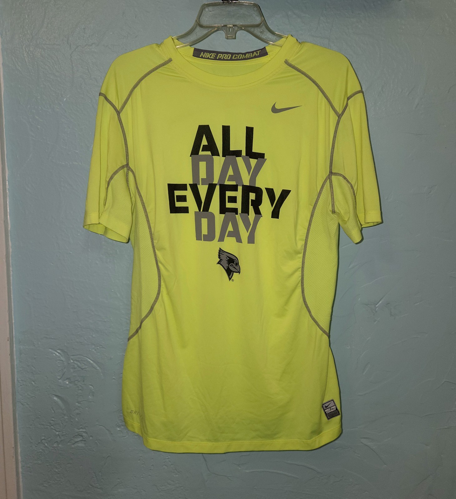 Nike Pro Combat Dri-Fit Men's Fitted Compression ISU Shirt Size Large (L) Neon gallery