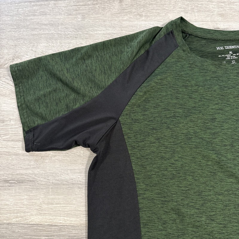 Real Essentials Shirt Men's Green Black Athletic Activewear Tee XL gallery