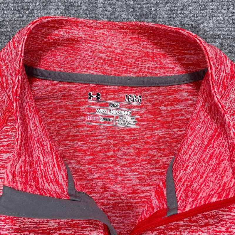 Under Armour 1/4 Zip Pullover Mens L Red Heather Stretch Loose HeatGear gallery