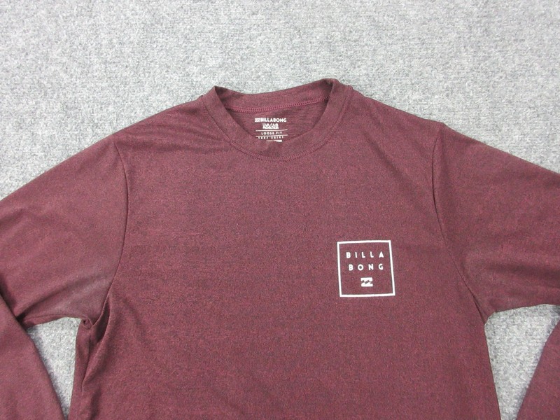 Billabong Surf Shirt Mens Small Red Long Sleeve UPF 50+ UV Protection Top gallery