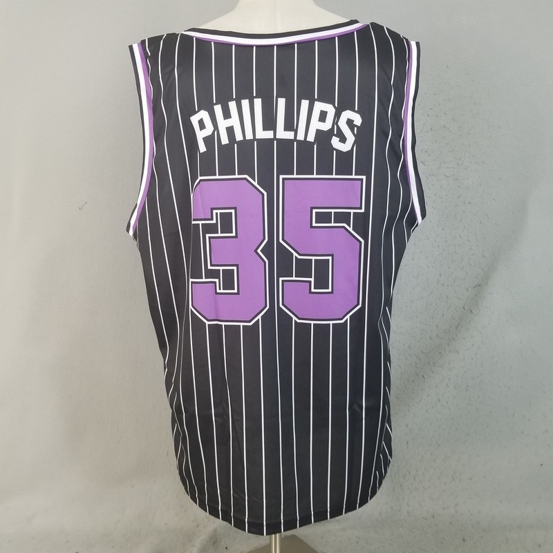 Destroyer.Rocks Jersey Mens XL Black Devil Rays Phillips 35 Pinstripe Basketball gallery