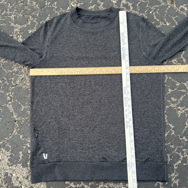Vuori Ponto Performance Crewneck Black Heather Long Sleeve Shirt Mens Large gallery