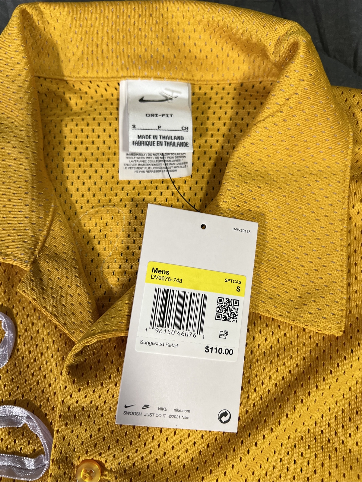 NWT Nike Uphoria Project Button Up Mesh Short Sleeve Shirt DV9676-743 Yellow S gallery