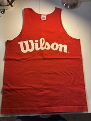 Vintage Wilson Tank Top L Men Pullover Muscle Shirt Sleeveless USA Beachwear