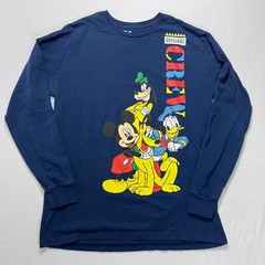Disney Original Crew Long Sleeve Cotton T-Shirt Navy Blue Size Medium