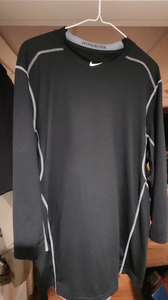 Nike HyperCool Elight Dri-Fit Pro Black&Silver 2-Tone 3/4 Slev Compression Shirt