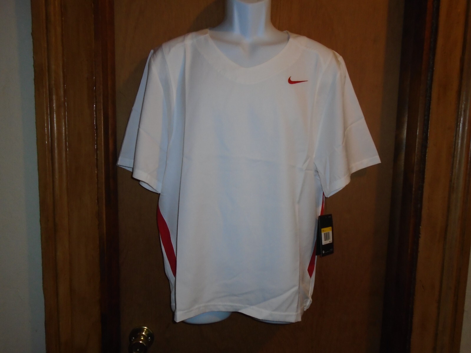 Nike Dri Fit White Red Men's Lacrosse Shirt Small 881252-109 NWT gallery
