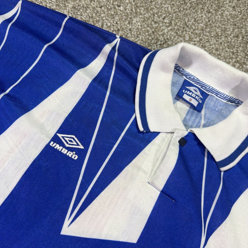 Vintage Umbro Jersey Size Small Crazy Print 90s Blue Soccer Essentials L gallery
