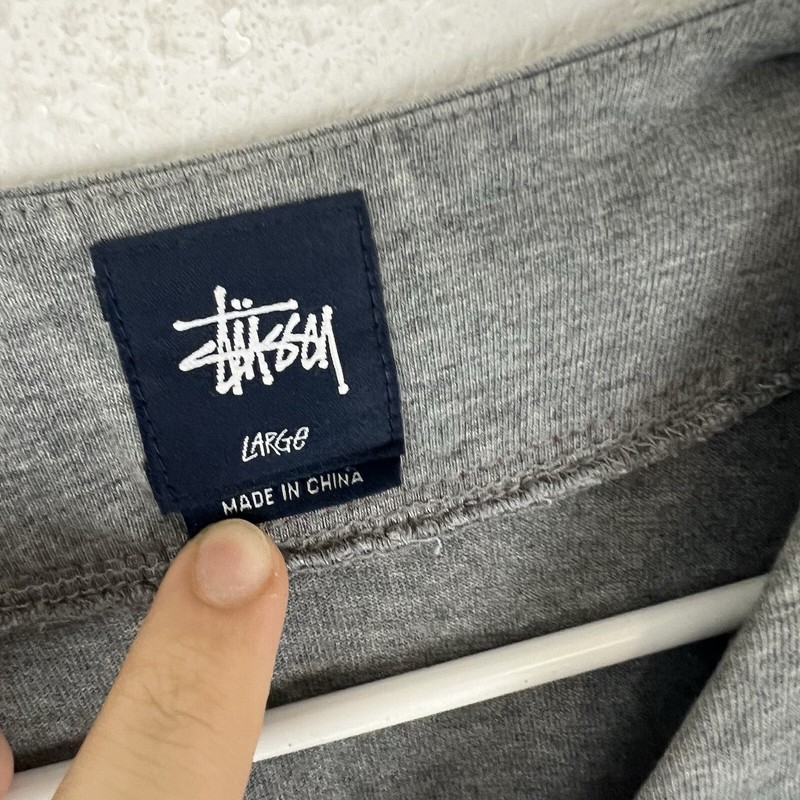 Stussy Baseball Gray Jersey Streetwear Button Up Men's Size Large gallery