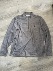 Callaway Men’s XL Gray 1/4 Zip Pullover Pockets Mock Neck Golf