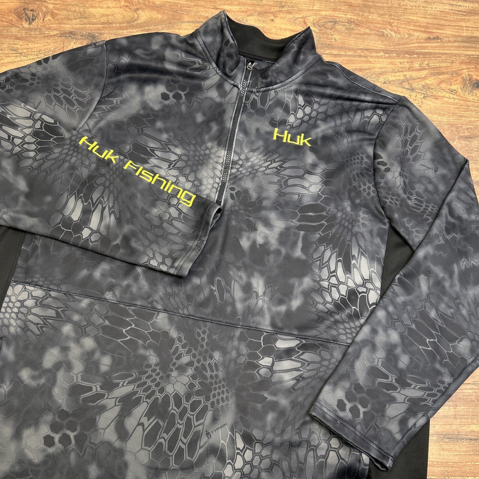 Huk Performance Fishing Shirt Mens XXXL Black 1/4 Zip Kryptex Typhon Camo gallery