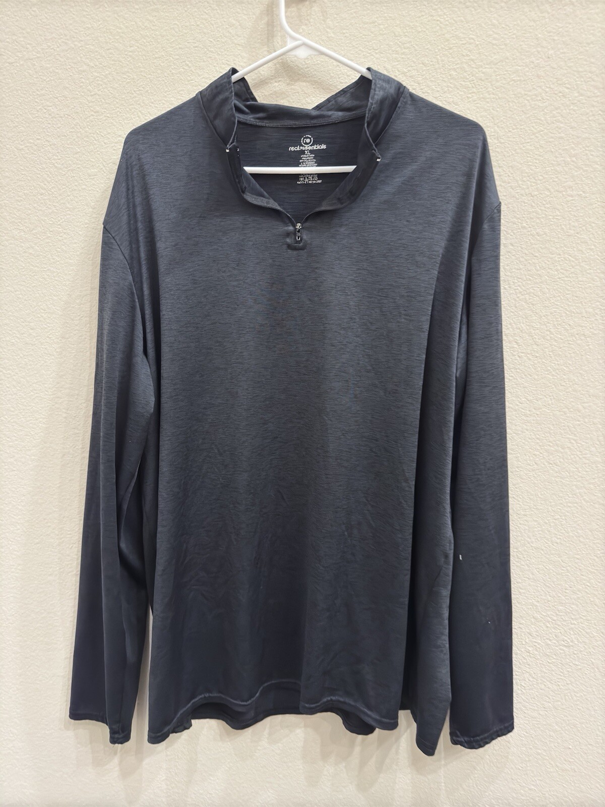 REAL ESSENTIALS 1/4 Quarter Zip Lightweight Pullover Men’s XL XLarge Blue 166455 gallery