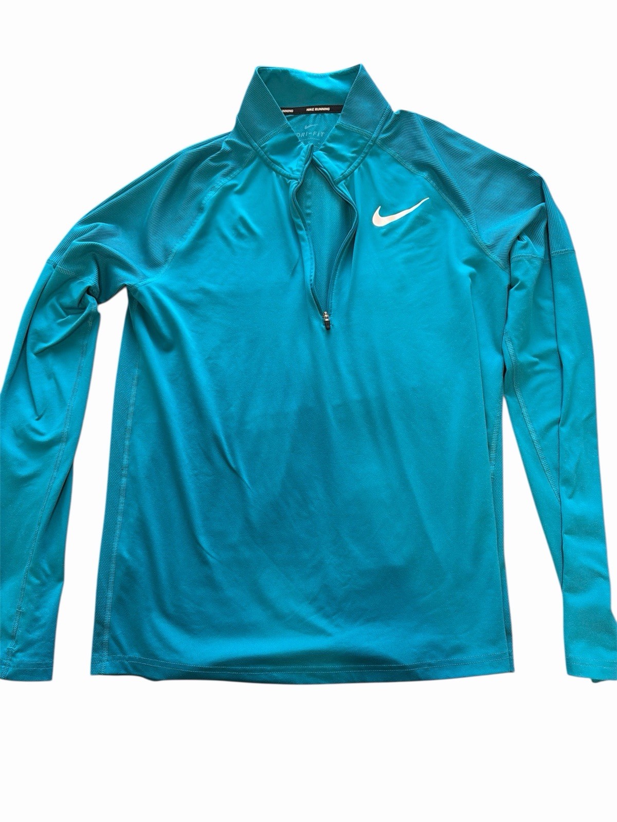 Nike Running 1/4 Zip Shirt Activewear Top Men L Teal Dri-Fit Reflective Tape gallery
