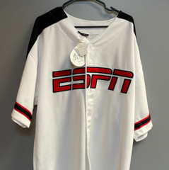 Vintage ESPN Black,White,Red Buttoned Jersey Adult XL #79 – Short Sleeve