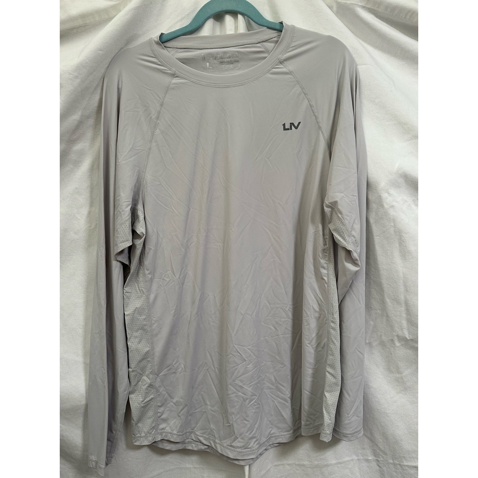 LIV FISHING Men’s Light Gray Long Sleeve Performance Sunshirt with Logo Size L gallery