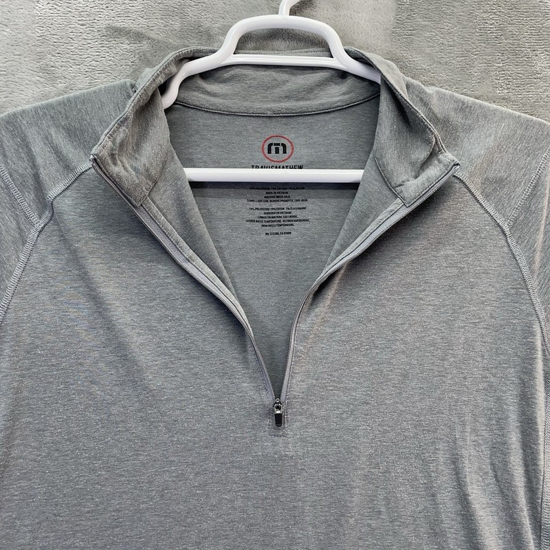 Travis Mathew sweater men's large cloud 1/4 Zip Pullover Performance golf gray gallery