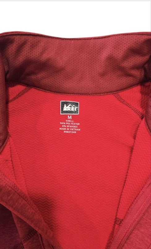 REI Men's Cranberry Red Quarter Zip Pullover Athletic Long Sleeve Shirt. Medium gallery